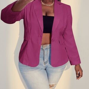 SHEIN Slayr Plus Lapel Neck Single Button Blazer